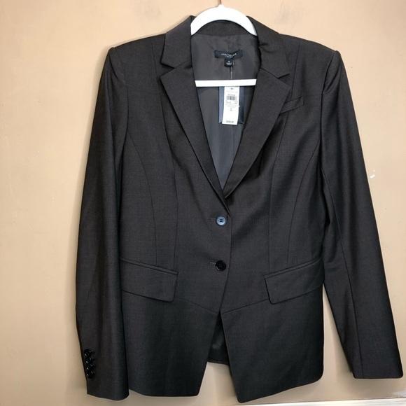 Ann Taylor Brown Gray Blazer Jacket Size 8 NWT - Picture 1 of 6